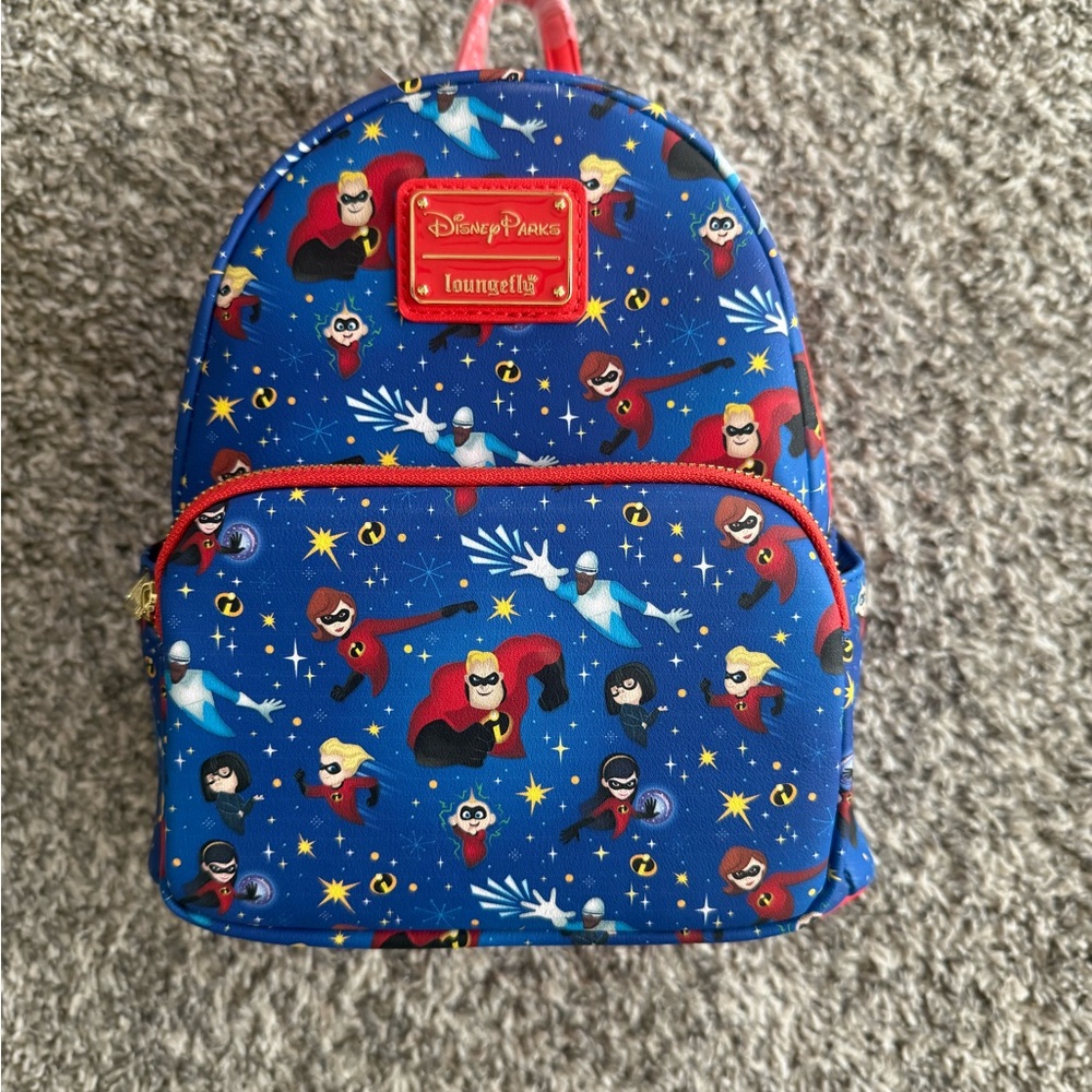 Loungefly Blue Superhero Pattern Backpack